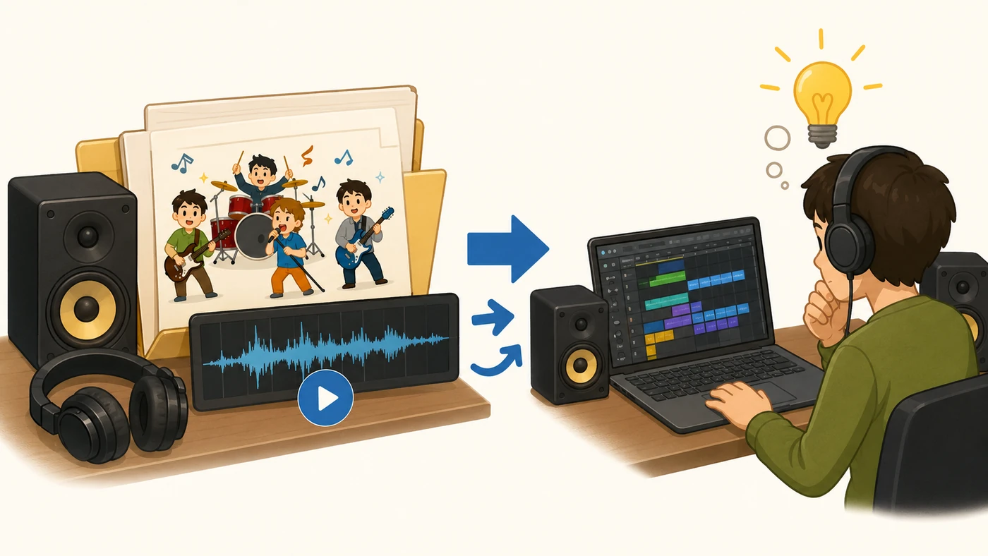 お手本にする曲を決めてから、実際にDAWで作業を始めるまでの流れ